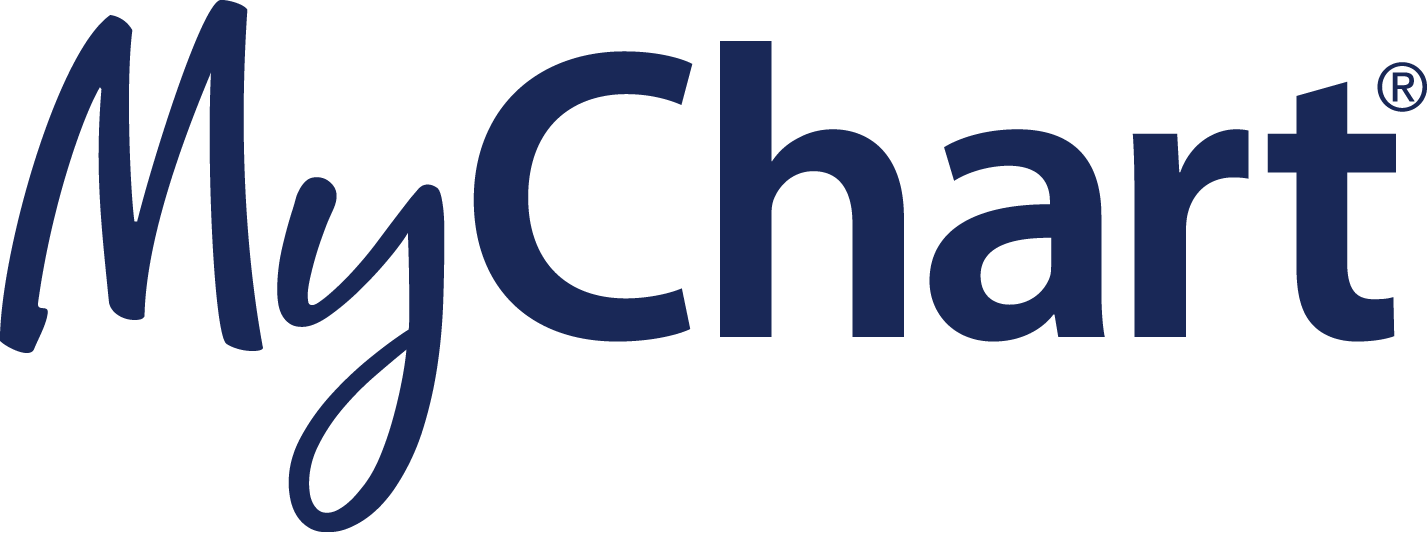 Navy blue MyChart logo on a white background
