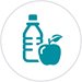 icon of a water bottle and an apple