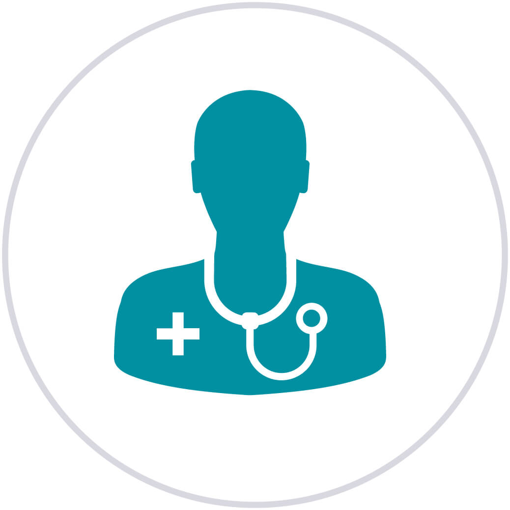 teal icon of a physician