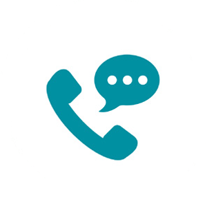 Icon of a phone handset with talk bubble