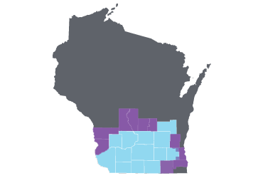 map of Wisconsin counties with PPO Network