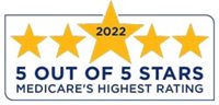 Five stars with the wording 5 our of 5 stars Medicare's highest rating