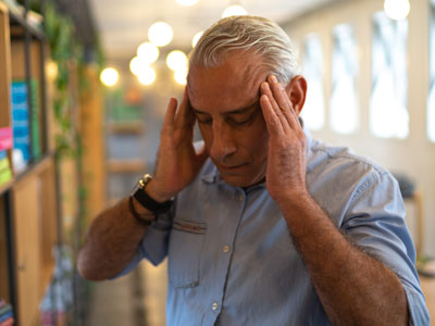 senior man with headache